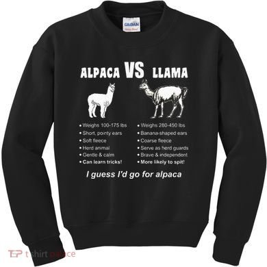 Funny Animal Facts Differences Llama Vs Alpaca Squad Lovers Kids Sweatshirt