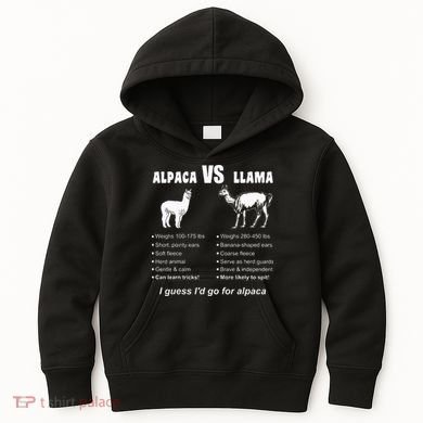 Funny Animal Facts Differences Llama Vs Alpaca Squad Lovers Kids Hoodie