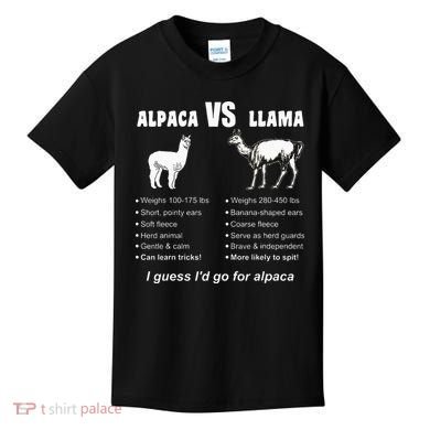 Funny Animal Facts Differences Llama Vs Alpaca Squad Lovers Kids T-Shirt