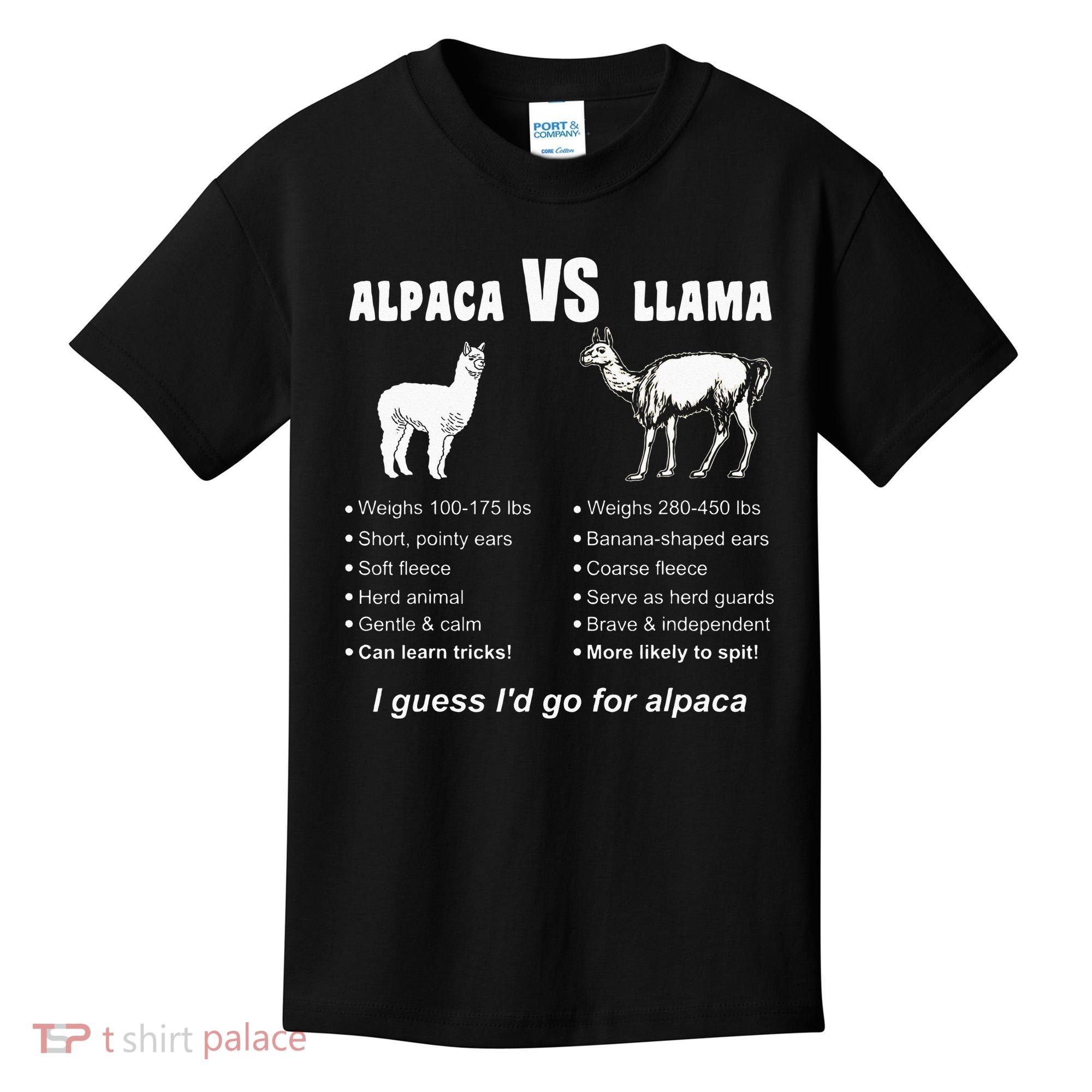 Funny Animal Facts Differences Llama Vs Alpaca Squad Lovers Kids T-Shirt