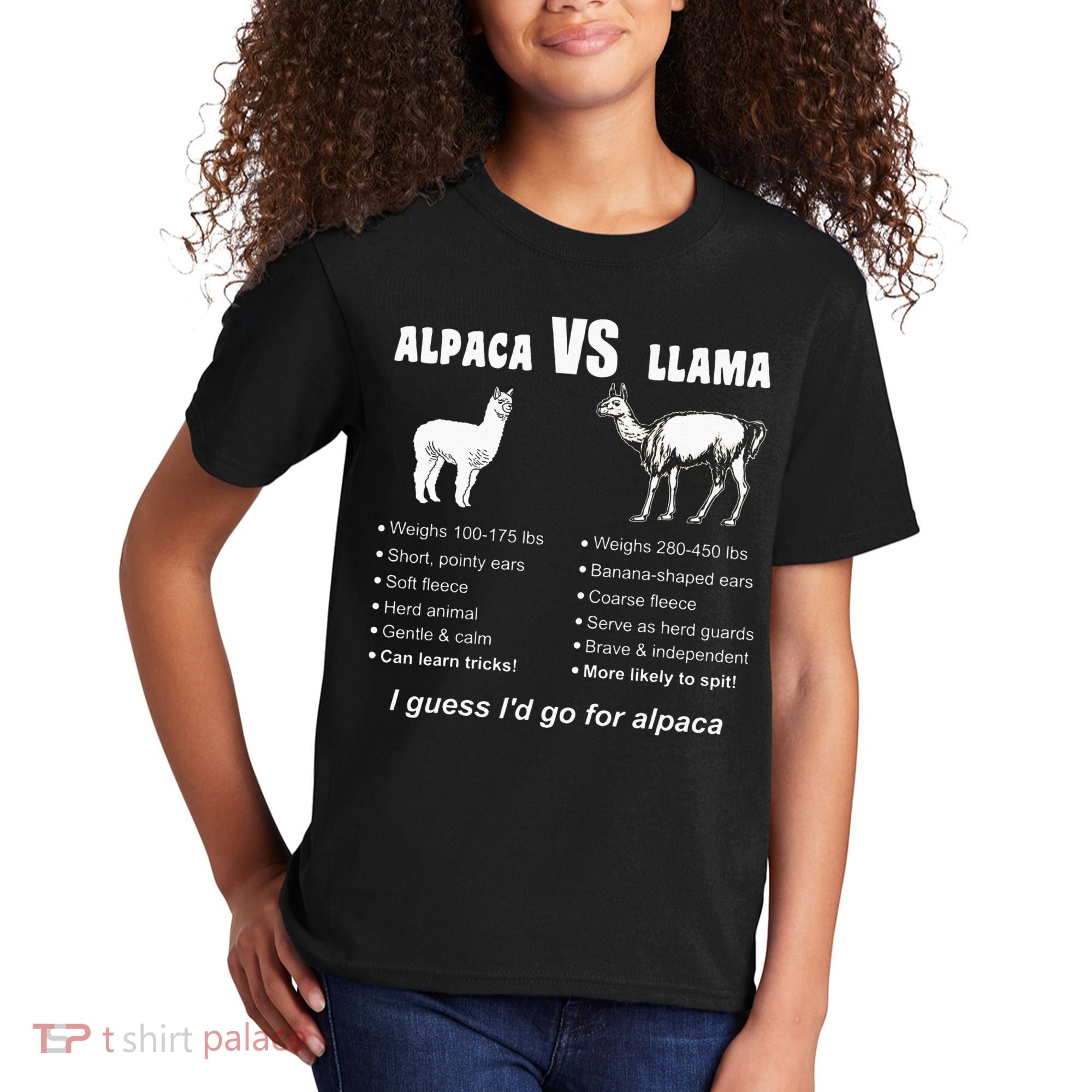 Funny Animal Facts Differences Llama Vs Alpaca Squad Lovers Kids T-Shirt