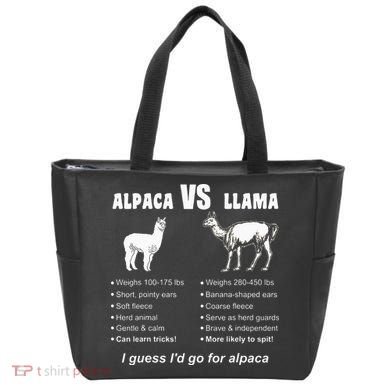 Funny Animal Facts Differences Llama Vs Alpaca Squad Lovers Tote Bag