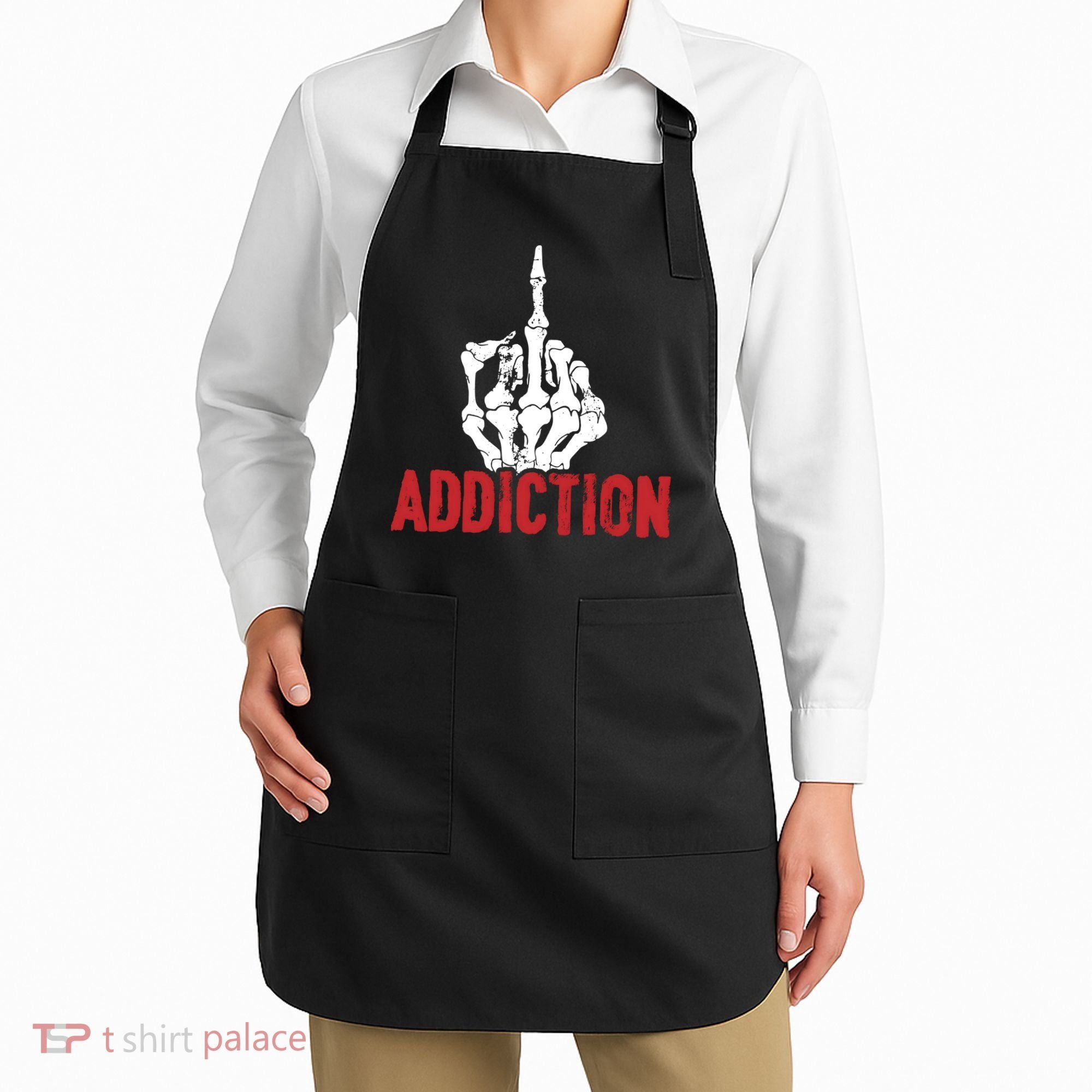 Fuck Addiction Funny Middle Finger Alcohol Drug Apron