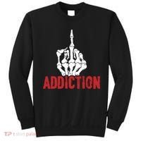 Fuck Addiction Funny Middle Finger Alcohol Drug Sweatshirt thumb 0