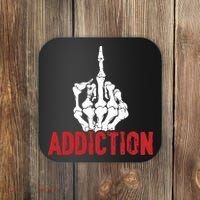 Fuck Addiction Funny Middle Finger Alcohol Drug Coaster thumb 0