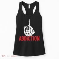 Fuck Addiction Funny Middle Finger Alcohol Drug Women's Tank Top thumb 0