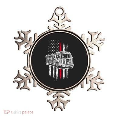 Fireman American Flag Firefighter Fire Truck Ornament