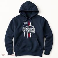 Fireman American Flag Firefighter Fire Truck Hoodie thumb 0