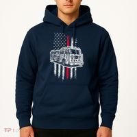 Fireman American Flag Firefighter Fire Truck Hoodie thumb 2