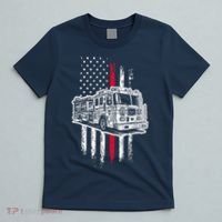 Fireman American Flag Firefighter Fire Truck T-Shirt thumb 5