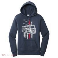 Fireman American Flag Firefighter Fire Truck Women's Hoodie thumb 0