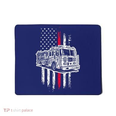 Fireman American Flag Firefighter Fire Truck Mousepad