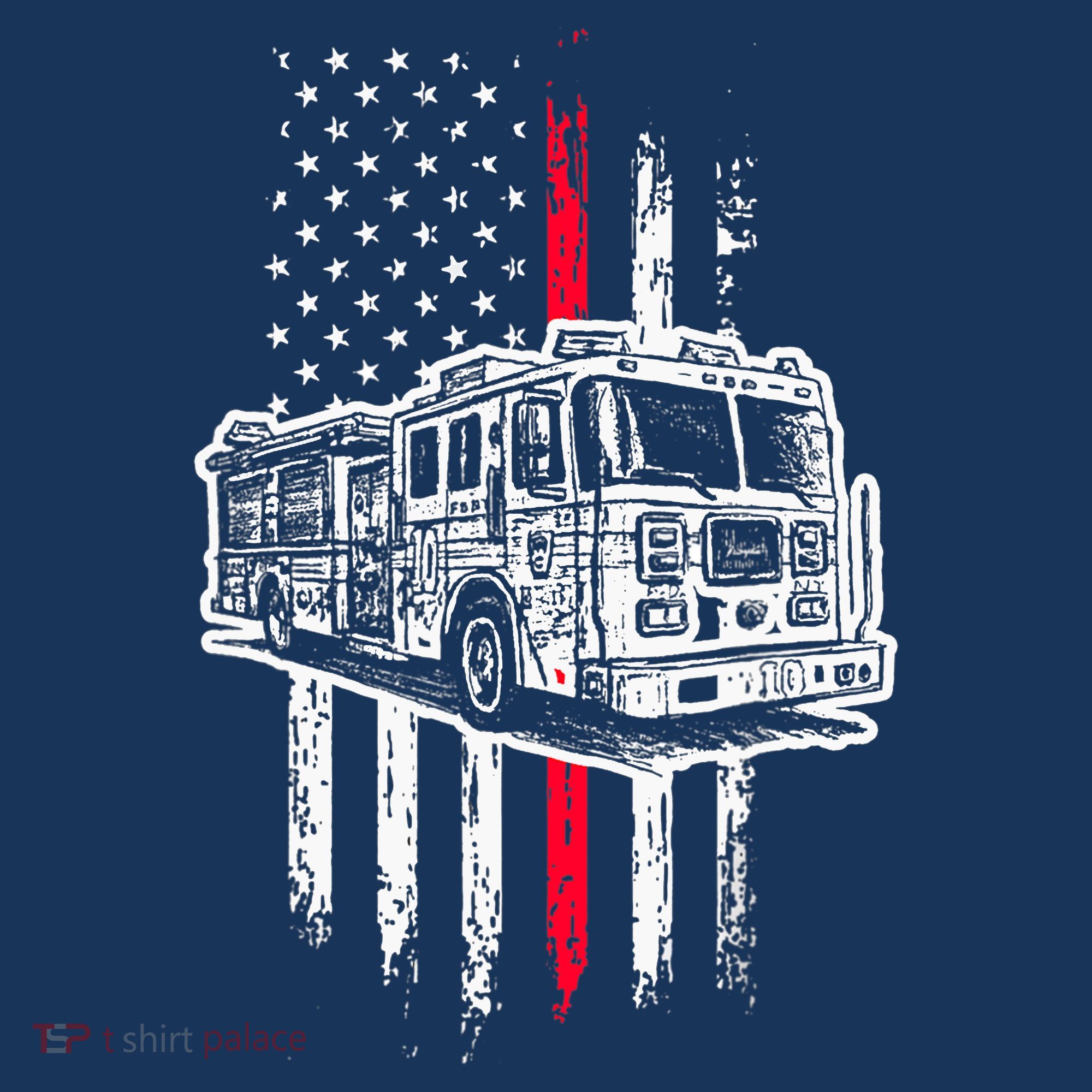 Fireman American Flag Firefighter Fire Truck Baby Bodysuit
