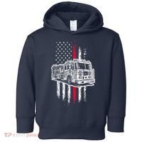 Fireman American Flag Firefighter Fire Truck Toddler Hoodie thumb 0