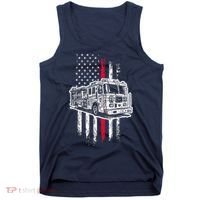 Fireman American Flag Firefighter Fire Truck Tank Top thumb 0