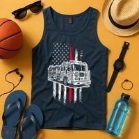 Fireman American Flag Firefighter Fire Truck Tank Top thumb 4