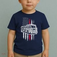 Fireman American Flag Firefighter Fire Truck Toddler T-Shirt thumb 2
