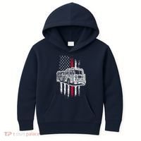 Fireman American Flag Firefighter Fire Truck Kids Hoodie thumb 0