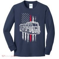 Fireman American Flag Firefighter Fire Truck Kids Long Sleeve Shirt thumb 0