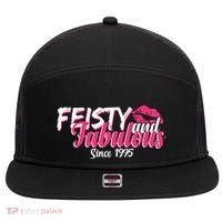 Feisty And Fabulous Since 1975 50th Birthday 7 Panel Mesh Trucker Snapback Hat thumb 0