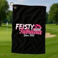 Feisty And Fabulous Since 1975 50th Birthday Golf Towel thumb 1