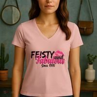 Feisty And Fabulous Since 1975 50th Birthday Women's V-Neck T-Shirt thumb 3