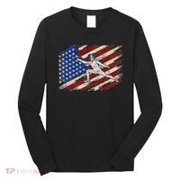 Fencing American Flag Fencer USA Foil Epee Saber Patriotic Long Sleeve Shirt thumb 0