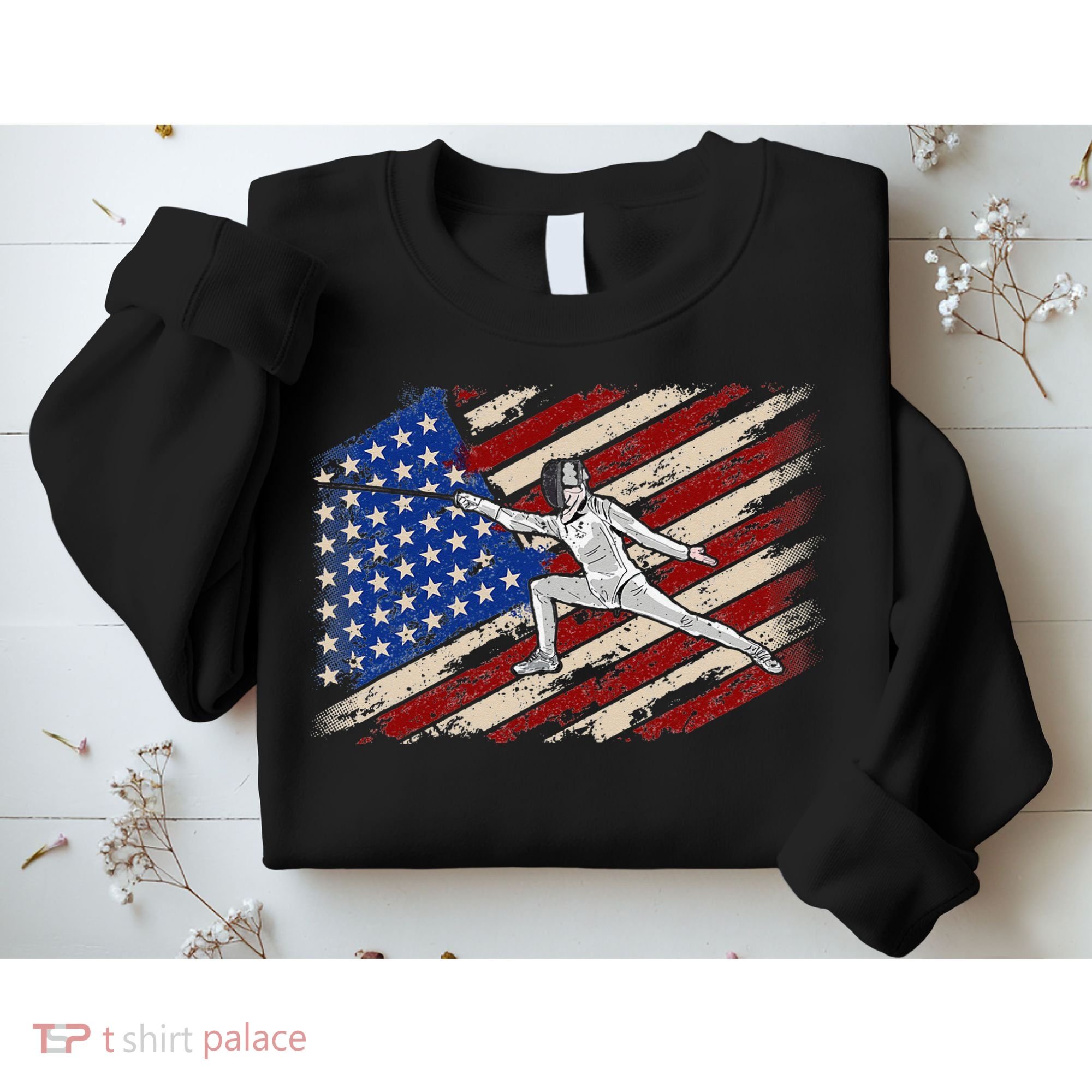 Fencing American Flag Fencer USA Foil Epee Saber Patriotic Sweatshirt