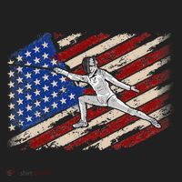 Fencing American Flag Fencer USA Foil Epee Saber Patriotic Beanie thumb 2