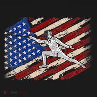 Fencing American Flag Fencer USA Foil Epee Saber Patriotic Coaster thumb 2