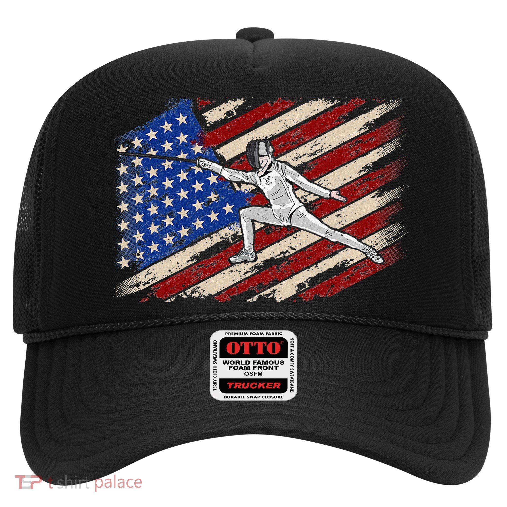 Fencing American Flag Fencer USA Foil Epee Saber Patriotic Hat