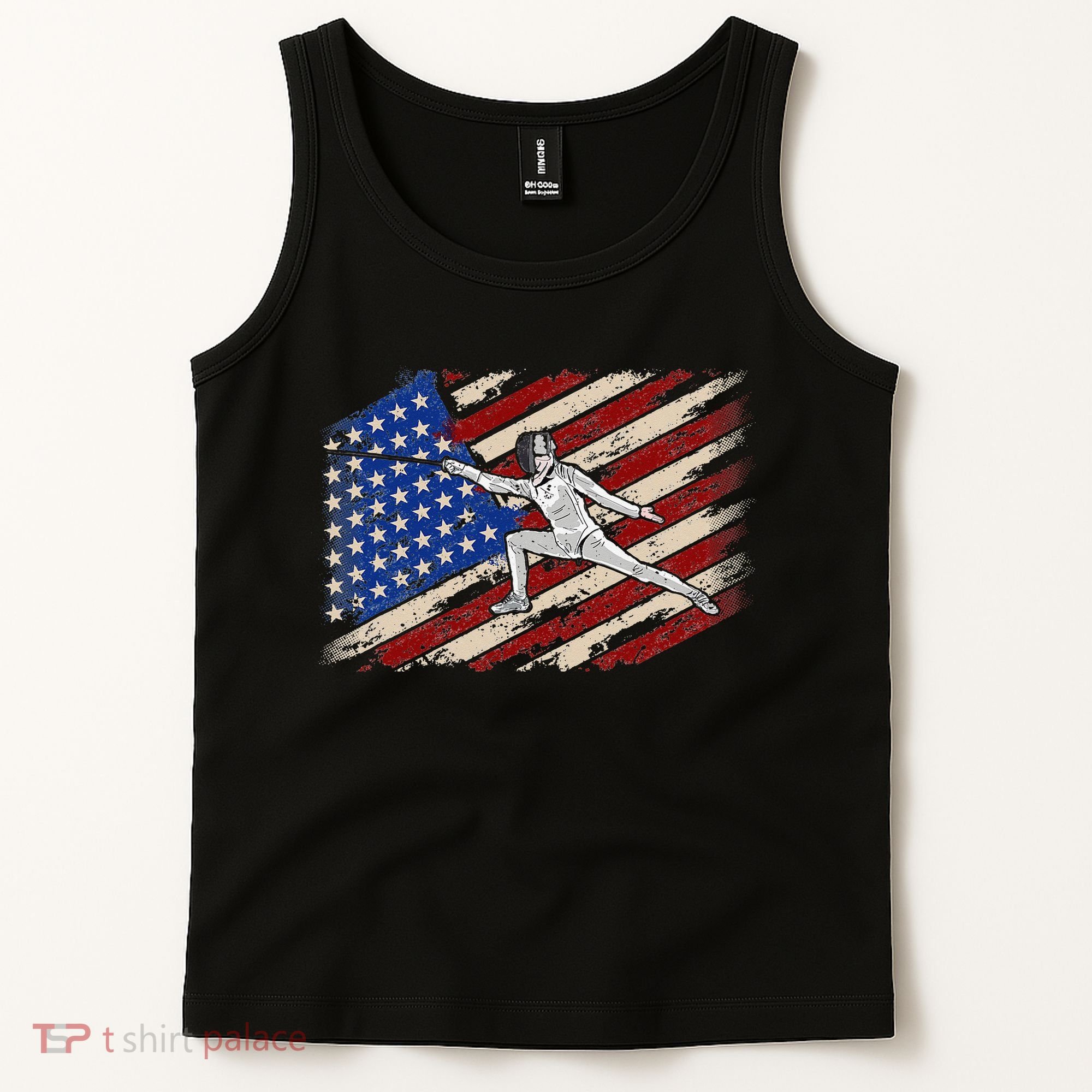 Fencing American Flag Fencer USA Foil Epee Saber Patriotic Tank Top