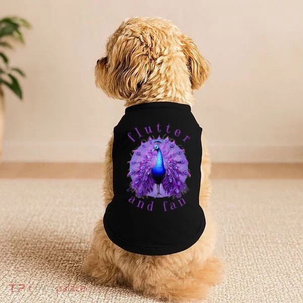 Flutter and Fan apparel peacock on glowing moon Doggie Tank