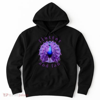Flutter and Fan apparel peacock on glowing moon Hoodie