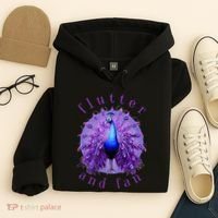 Flutter and Fan apparel peacock on glowing moon Hoodie thumb 4