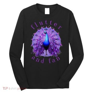 Flutter and Fan apparel peacock on glowing moon Long Sleeve Shirt