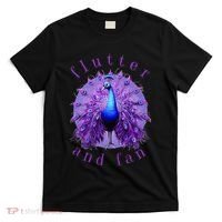 Flutter and Fan apparel peacock on glowing moon T-Shirt thumb 0