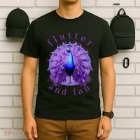 Flutter and Fan apparel peacock on glowing moon T-Shirt thumb 6