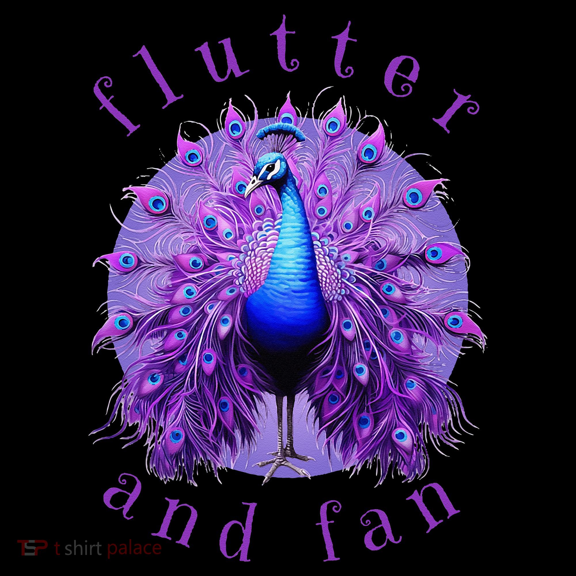Flutter and Fan apparel peacock on glowing moon Button