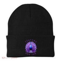 Flutter and Fan apparel peacock on glowing moon Beanie thumb 0