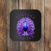 Flutter and Fan apparel peacock on glowing moon Coaster thumb 0