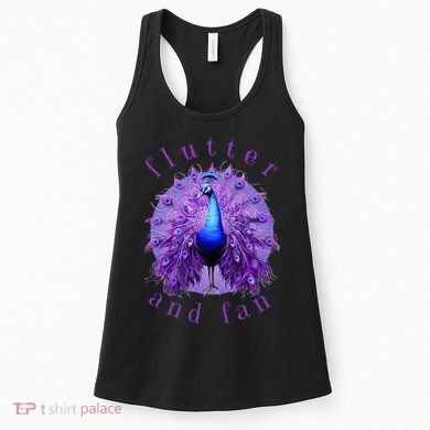 Flutter and Fan apparel peacock on glowing moon Women's Tank Top