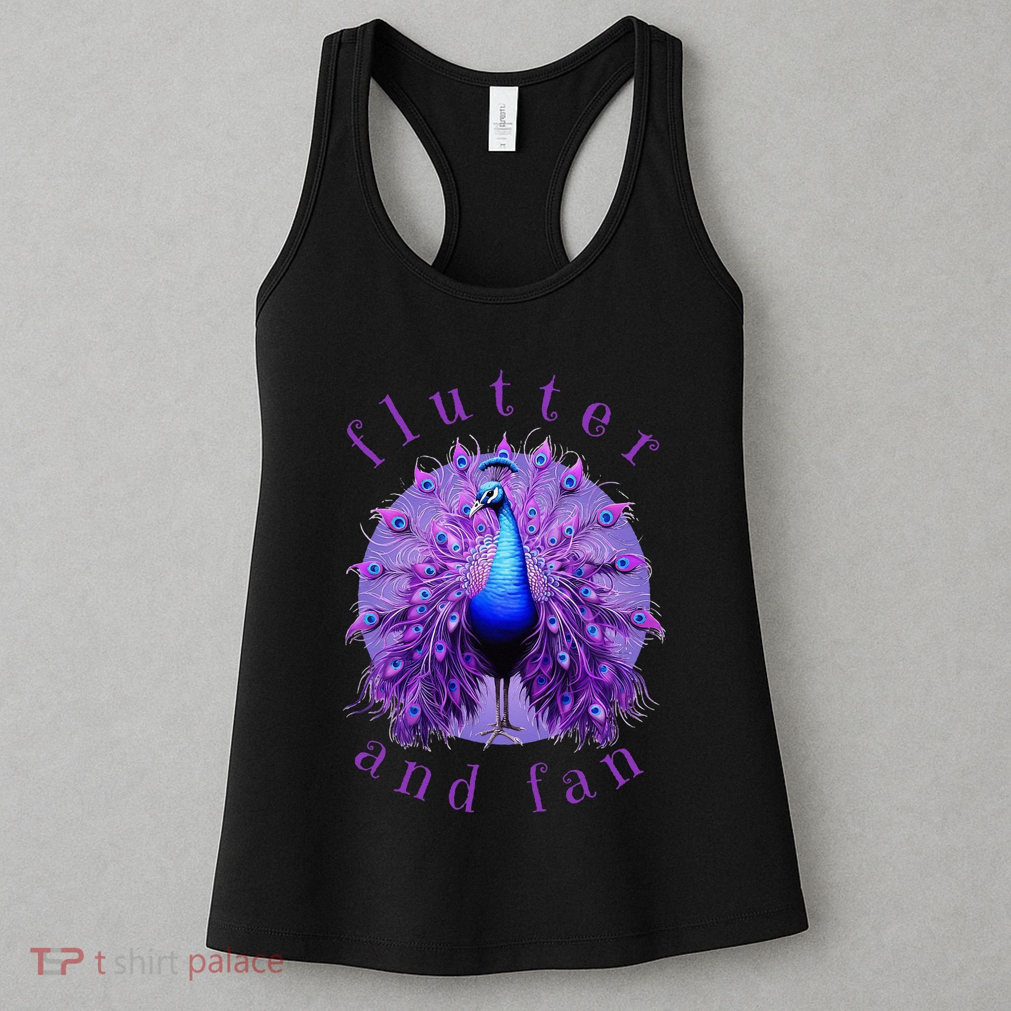 Flutter and Fan apparel peacock on glowing moon Women's Tank Top