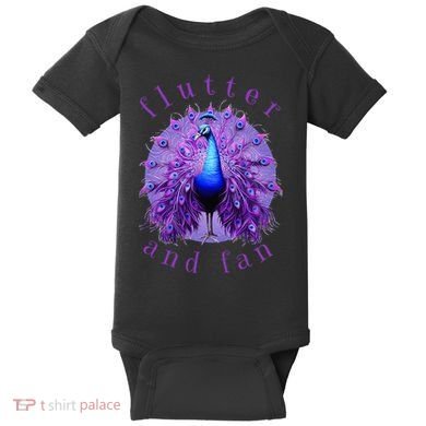 Flutter and Fan apparel peacock on glowing moon Baby Bodysuit