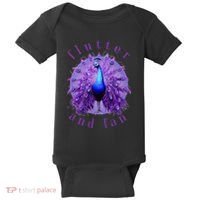 Flutter and Fan apparel peacock on glowing moon Baby Bodysuit thumb 0