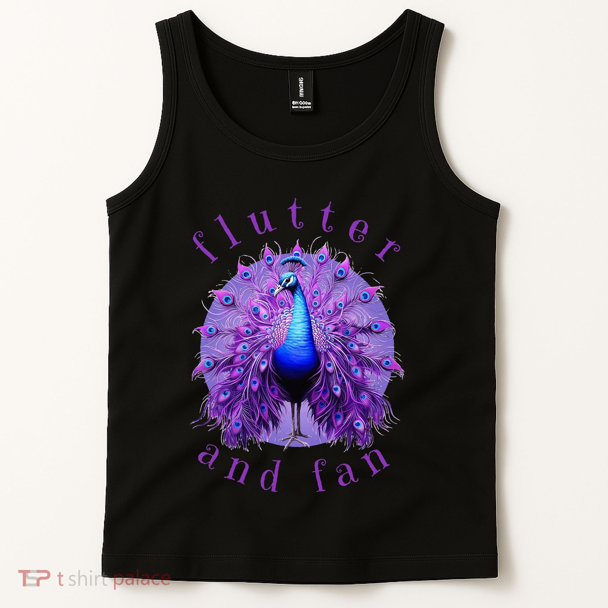 Flutter and Fan apparel peacock on glowing moon Tank Top