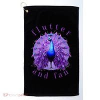 Flutter and Fan apparel peacock on glowing moon Golf Towel thumb 0