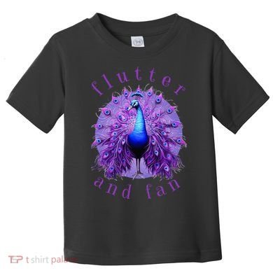 Flutter and Fan apparel peacock on glowing moon Toddler T-Shirt