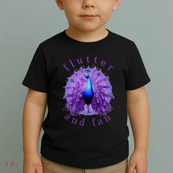 Flutter and Fan apparel peacock on glowing moon Toddler T-Shirt