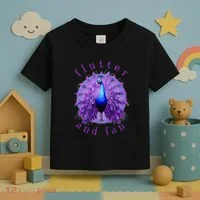Flutter and Fan apparel peacock on glowing moon Toddler T-Shirt thumb 3